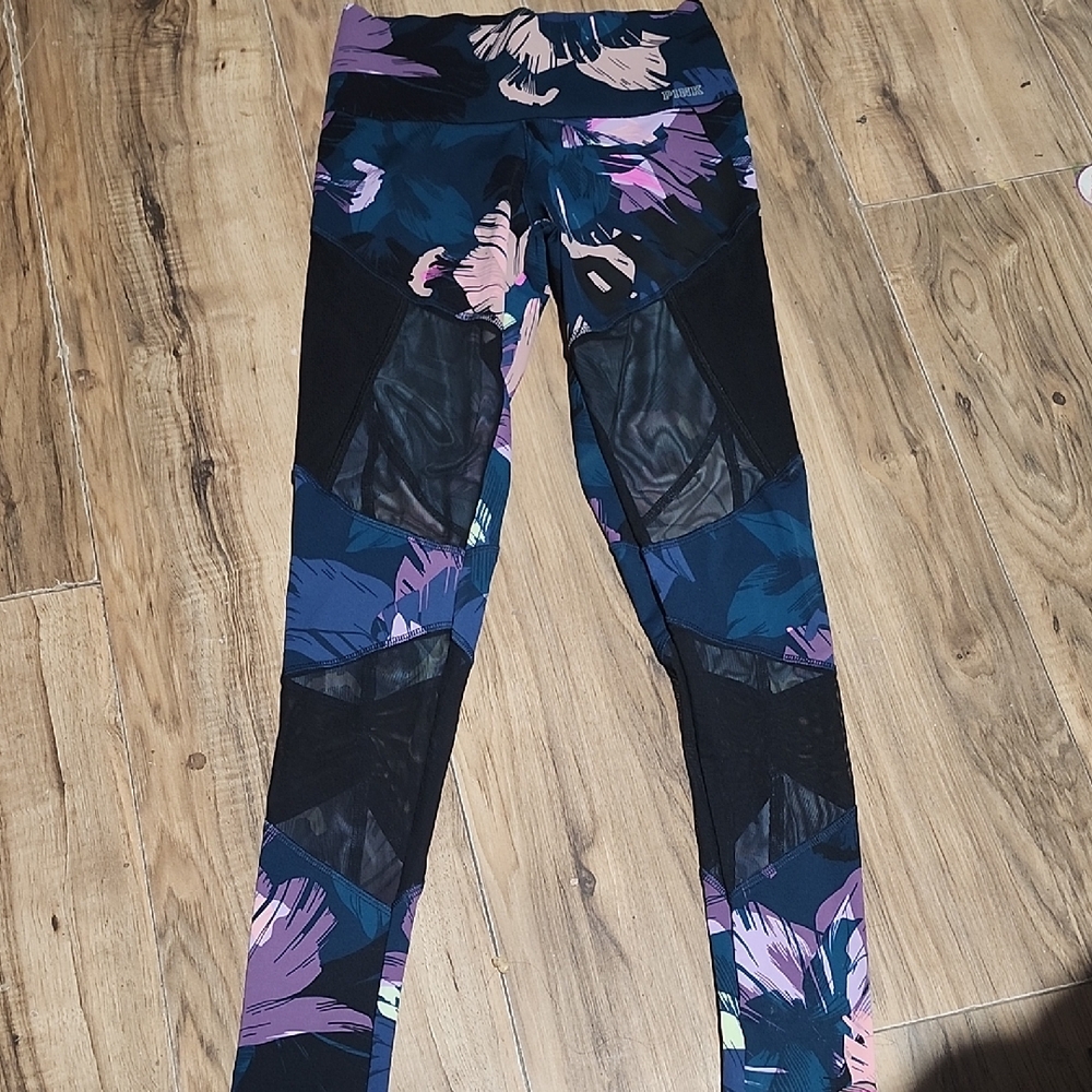 Victoria's Secret PINK Blue and Pink Patterned Leggings